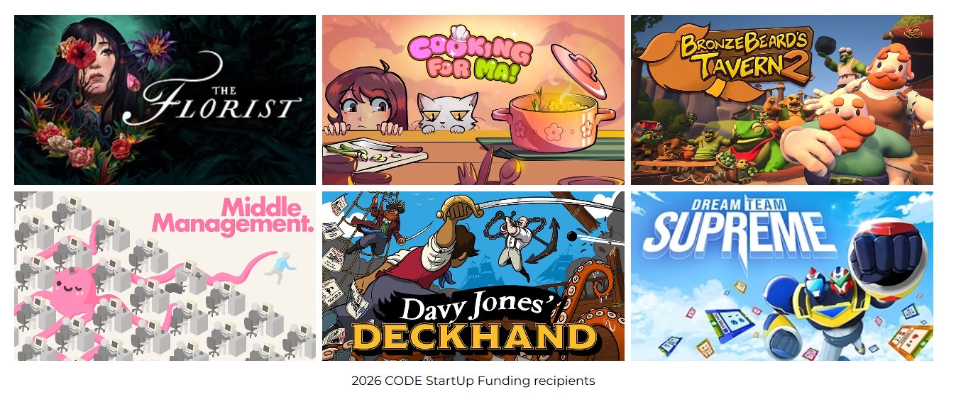The six 2026 CODE StartUp Funding recipients, including Davy Jones' Deckhand